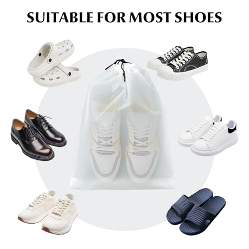 12 Pack Clear Drawstring Travel Shoe Bags, Large Size Transparent Storage Organizer for Men Women