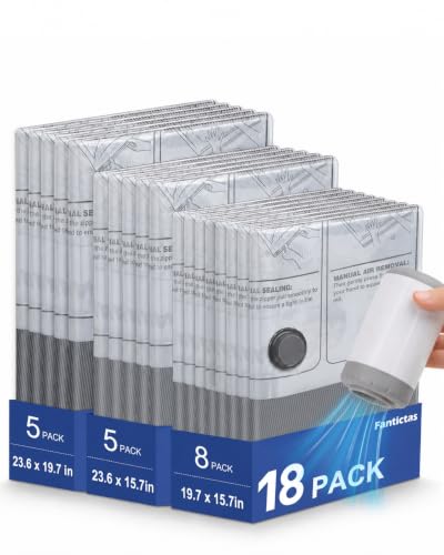 Fantictas Vacuum Storage Bags for Clothes, 18 Pack with Electric Pump - size: 18 Combo