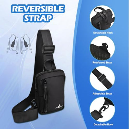 Mini Sling Bag for Men & Women,Waterproof Crossbody Bag(Black-M) - color: Black-m