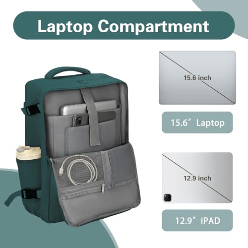 Travel Carry On Backpack for Women, TSA Approved 15.6" Laptop Daypack - color: Peacockblue, size: Medium