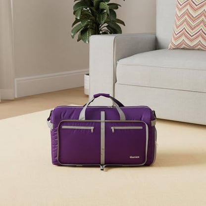 Gonex 150L Foldable Travel Duffle Bag with Shoe Compartment, Lightweight - color: Purple, size: 150L