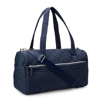 Amazon Essentials Women's Quilted Weekender Duffel Gym Bag with Trolley Sleeve, Navy, One Size - color: Navy