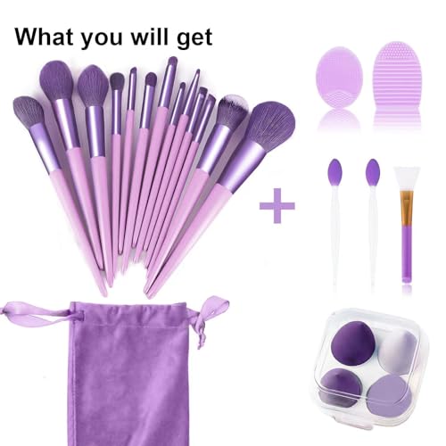 Koccido Makeup Brushes 22 Pcs Makeup Kit,Foundation Brush Eyeshadow Brush Make up Brushes Set (Purple, 22 Piece Set) - color: Purple, size: 22 Piece Set