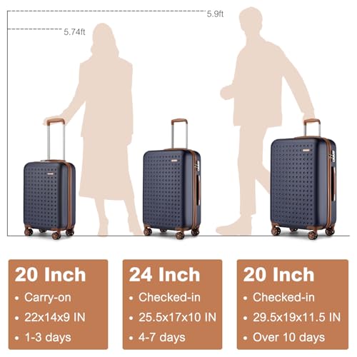 Kono Carry On Luggage 22x14x9 Airline Approved Suitcase, Navy - color: Navy, size: Carry-On 20-Inch
