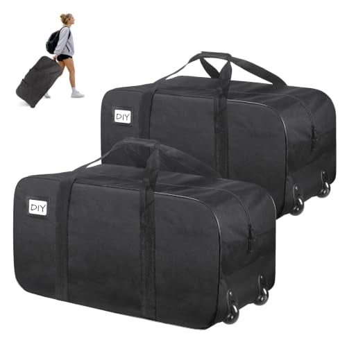 Heavy Duty Moving Bags with Wheels, 92L Large Duffle Bag for Travel 2 Pack