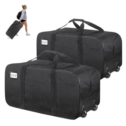 Heavy Duty Moving Bags with Wheels, 92L Large Duffle Bag for Travel 2 Pack