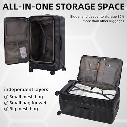 Kaleenie 29 Inch Aluminum Frame Checked Luggage Top Opening - color: Black, size: 29 Inch