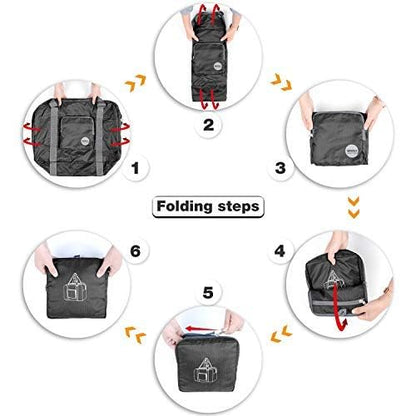 WANDF Foldable Personal Item Travel Bag, Carry on Duffle Bag - color: Black 40L