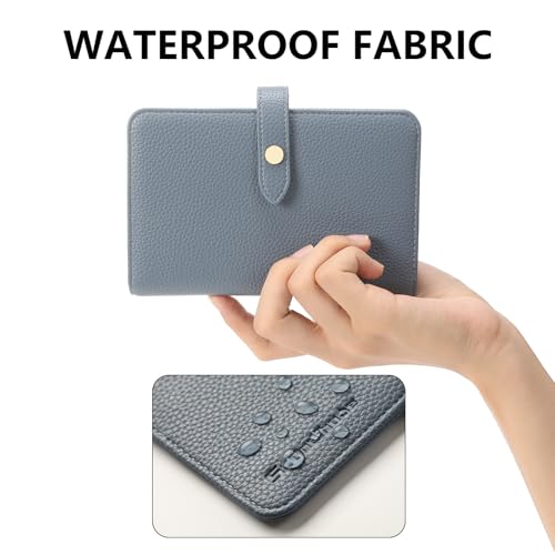 Passport Holder Cover PU Leather Travel Wallet Case RFID Blocking Travel Document Organizer for Women and Men Scandihome Series - color: Blue