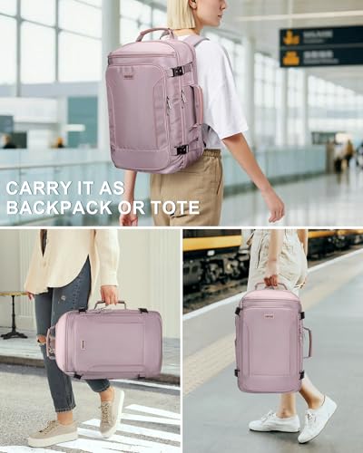 PIJUSHI Travel Backpack 35L Carry On Backpack for Airplanes Fits 16" Laptop - color: Ashen Purple
