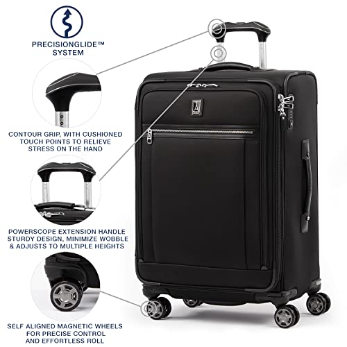 Travelpro Platinum Elite Checked Luggage Spinner, Black, 25-Inch - color: Shadow Black, size: Checked-Medium 25-Inch