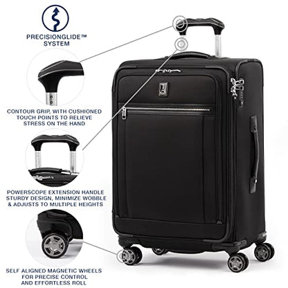 Travelpro Platinum Elite Checked Luggage Spinner, Black, 25-Inch - color: Shadow Black, size: Checked-Medium 25-Inch