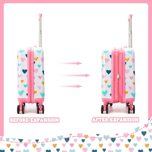 Kids Luggage Set 2 piece Kids Suitcase with Spinner Wheels 16" Childrens Luggage for Girls With Wheels Hard Shell Luggage Sets Airline Approved - color: 4002