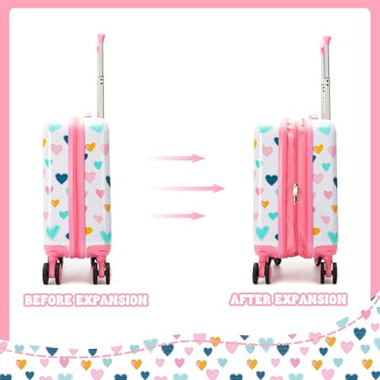 Kids Luggage Set 2 piece Kids Suitcase with Spinner Wheels 16" Childrens Luggage for Girls With Wheels Hard Shell Luggage Sets Airline Approved - color: 4002
