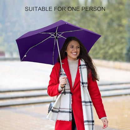Automatic Lightweight Travel Flat Umbrella Compact Folding for Pocket - color: 0.2Dark Purple
