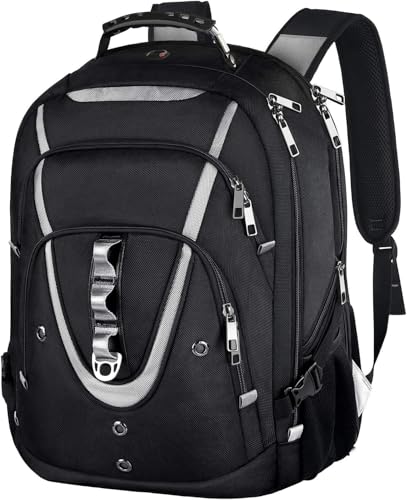 17 inch Laptop Backpack, Large Travel Backpack for Men, College Bag - color: Black-silver, size: 17inch(19.0 *14.6*10")