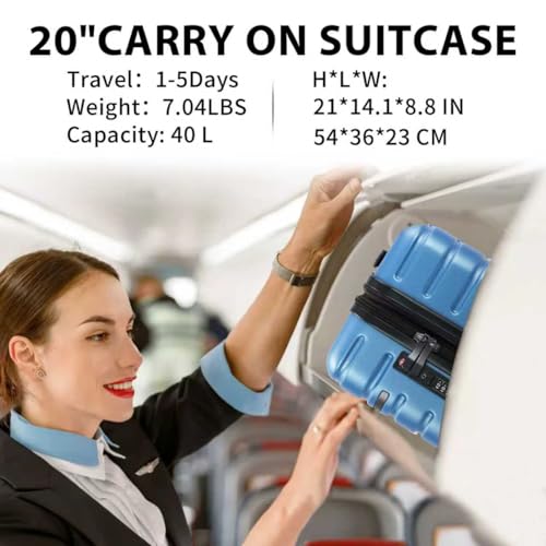 EMPSIGN Carry On Luggage with Spinner Wheels, 20-Inch, Light Blue - color: LIGHT BLUE
