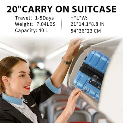 EMPSIGN Carry On Luggage with Spinner Wheels, 20-Inch, Light Blue - color: LIGHT BLUE