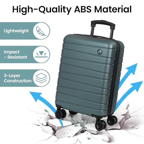 20" Carry-On Luggage,Suitcases w/4 Spinner Wheels,NO LOCK - color: Green, size: Carry on - 20 Inch