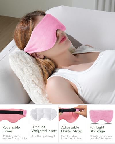 Sivio Weighted Eye Mask for Sleeping, Blackout Sleep Mask for Women & Men - color: Pink
