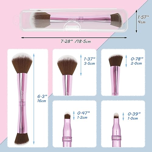 4 in 1 Makeup Brush Set, Travel Makeup Brushes with Case, Foundation Brush/Blush Brush, Eyeshadow Powder Brush,Concealer Brush (pink-plastic case) - style: pink-plastic case