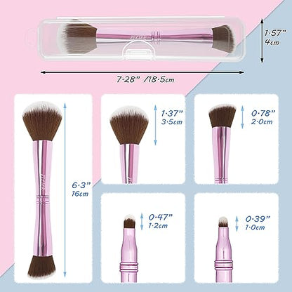 4 in 1 Makeup Brush Set, Travel Makeup Brushes with Case, Foundation Brush/Blush Brush, Eyeshadow Powder Brush,Concealer Brush (pink-plastic case) - style: pink-plastic case