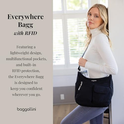 Baggallini womens Everywhere Bagg Crossbody Women 11x9 Lightweight Nylon Hobo Water-resistant Travel Bag W/Rfid - color: Dark Cherry