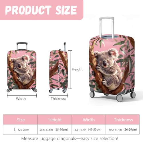 MAYJOYDIY Koala Luggage Cover Funny Koala Leaves Elastic Baggage Covers Cute Animal Dust-Proof Suitcase Sleeve Anti-Scratch Washable Suitcase Protector L Fit 26-28 Inch Luggage - color: Koala