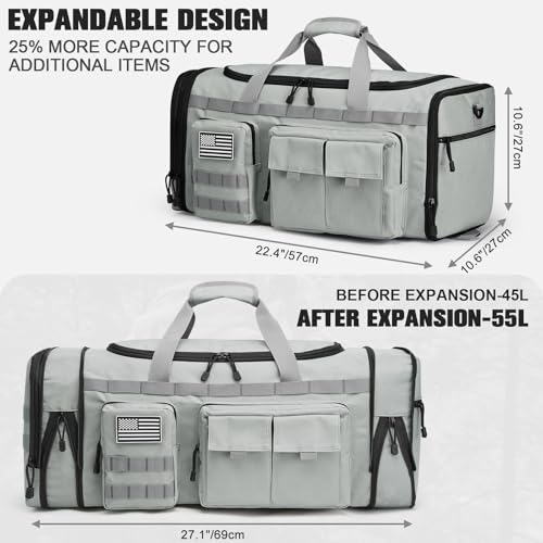 G4Free 3-in-1 Expandable Duffle Bag for Travel Gym, Large Duffel Backpack - color: Grey