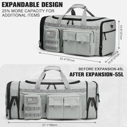 G4Free 3-in-1 Expandable Duffle Bag for Travel Gym, Large Duffel Backpack - color: Grey