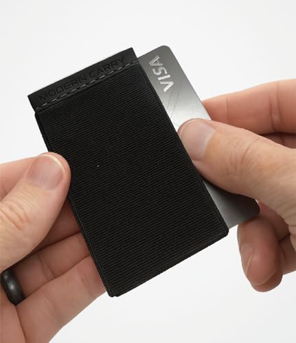 Modern Carry Eclipse Card Holder – Full-Coverage Elastic Minimalist Wallet for Men & Women, Slim Front Pocket Card Case, Secure Stretch Band Holds 2–12 Cards & Cash, Ultra-Thin Everyday Carry (Black) - color: Black