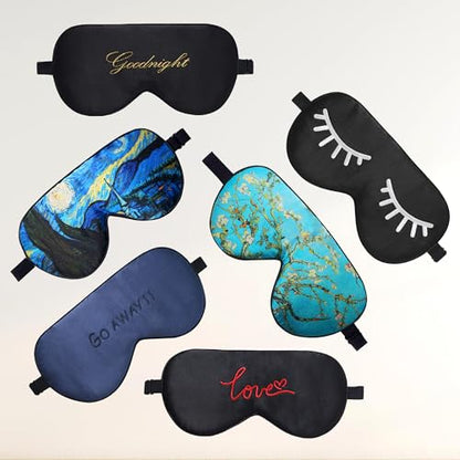 ZIMASILK Adjustable 100% Mulberry Silk Sleep Mask - color: 1 Pack - Good Night - Black