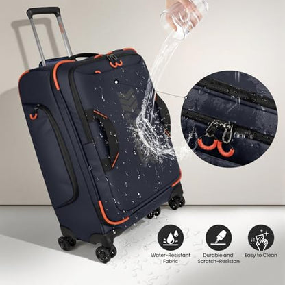 2-Piece Set(22/26in) Softside Luggage Sets w/Spinner Wheels - color: Blue, size: 2-Piece Set (22"/26'')