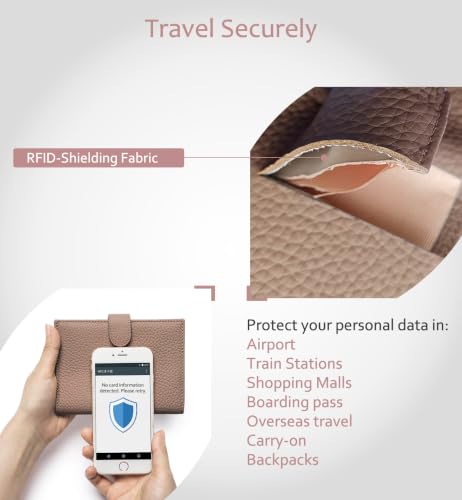 Leather RFID Blocking Passport Holder for Travel Women - color: Dove Gray