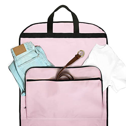 Dalix 60" Foldable Garment Bag Suits Cover Dresses w Front Pocket - color: Pink