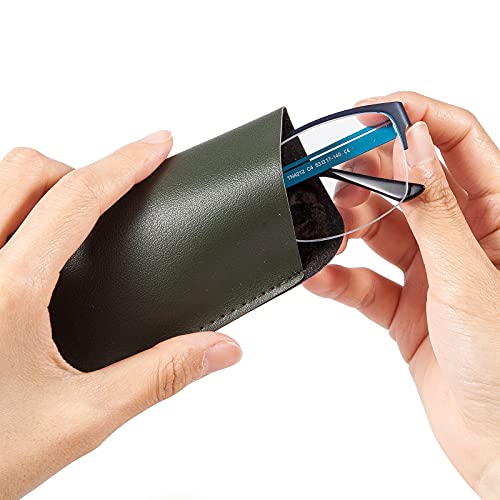 TRIUMPH VISION Reading Glasses Pouch Eyeglass Sleeve Soft Case Slim 3 Pack - color: P(black, Green, Silver), size: Large