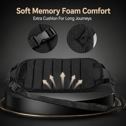 1 Pack Portable Airplane Footrest Hammock, Adjustable Memory Foam Travel Foot Rest, Foldable Foot Support for Airplane, Train, Office Desk & Long Trips