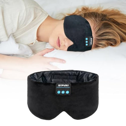 Sleep Mask Bluetooth 5.4 Headphones Soft Wireless Headband Eye Mask Blackout with Microphone (Black M) - color: Black M
