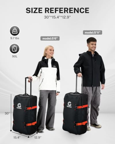 Gonex Rolling Duffle Bag with Wheels, Water-Repellent Nylon, 30 in, Orange - color: Orange