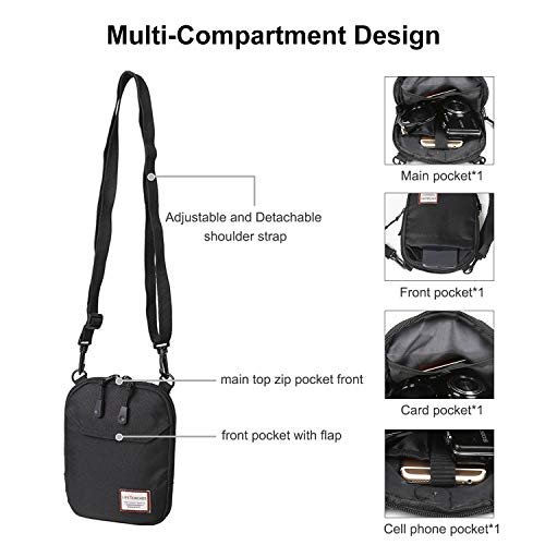 Small Crossbody Bag for Men, Mini Messenger Bag Shoulder Bag for Phone Passport - color: A-black