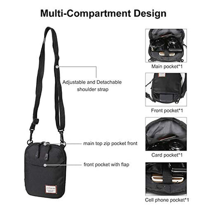 Small Crossbody Bag for Men, Mini Messenger Bag Shoulder Bag for Phone Passport - color: A-black