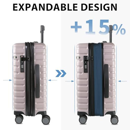 EMPSIGN Carry On Luggage with Spinner Wheels, 20-Inch, Light Purple - color: LIGHT PURPLE