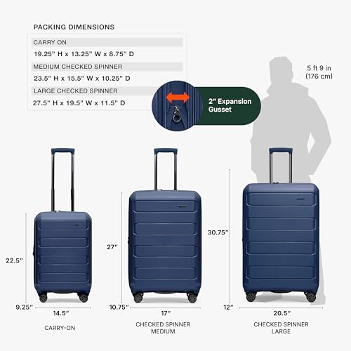 Traveler's Choice Pagosa Hardshell Expandable Luggage with Spinner Wheels, Navy, 22-Inch Carry-on - color: Navy, size: 22-Inch Carry-on