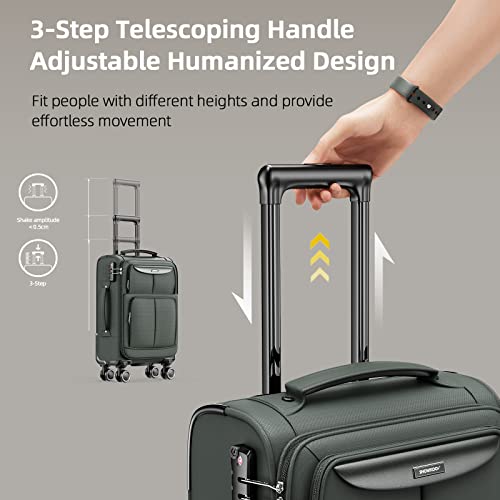 SHOWKOO Luggage Sets 3 Piece Softside Expandable Durable Suitcase Sets | Durable Oxford Fabric; Lightweight; 360°Double Spinner Wheels; TSA Lock; YKK Zippers; Army Green (20in/24in/28in) - color: Armygreen