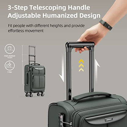 SHOWKOO Luggage Sets 3 Piece Softside Expandable Durable Suitcase Sets | Durable Oxford Fabric; Lightweight; 360°Double Spinner Wheels; TSA Lock; YKK Zippers; Army Green (20in/24in/28in) - color: Armygreen