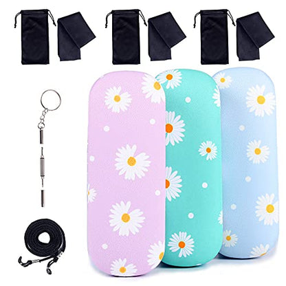 ADBGV 3Pcs Unisex Hard Shell Eyeglasses Cases, Protective Case For Glasses,Sunglasses Case with Cleaning Cloth - color: A_purple+green+blue