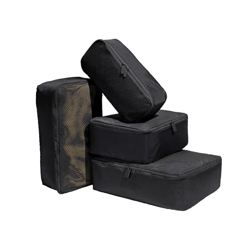 Away Insider Packing Cubes Set of 4, Lightweight Travel Luggage Organizers - color: Jet Black