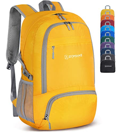 ZOMAKE Lightweight Packable Backpack 30L, Foldable Travel Hiking Daypack - color: C-yellow