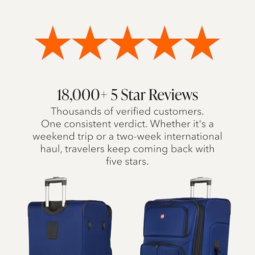 SwissGear Sion Softside Expandable Luggage – Large Checked Suitcase with 360 Degree Wheels & Retractable Handle – 29 Inch, Perfect for 7-9 Night Trips – Blue - color: Blue, size: Checked-Large 29-Inch