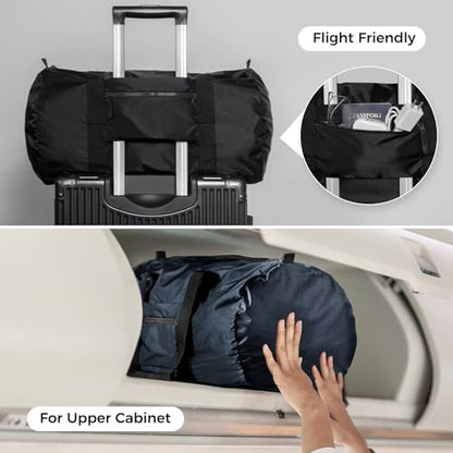 pack all Lightweight Travel Duffel Bag, 45L Foldable Weekender Bag - color: Black, size: 45L